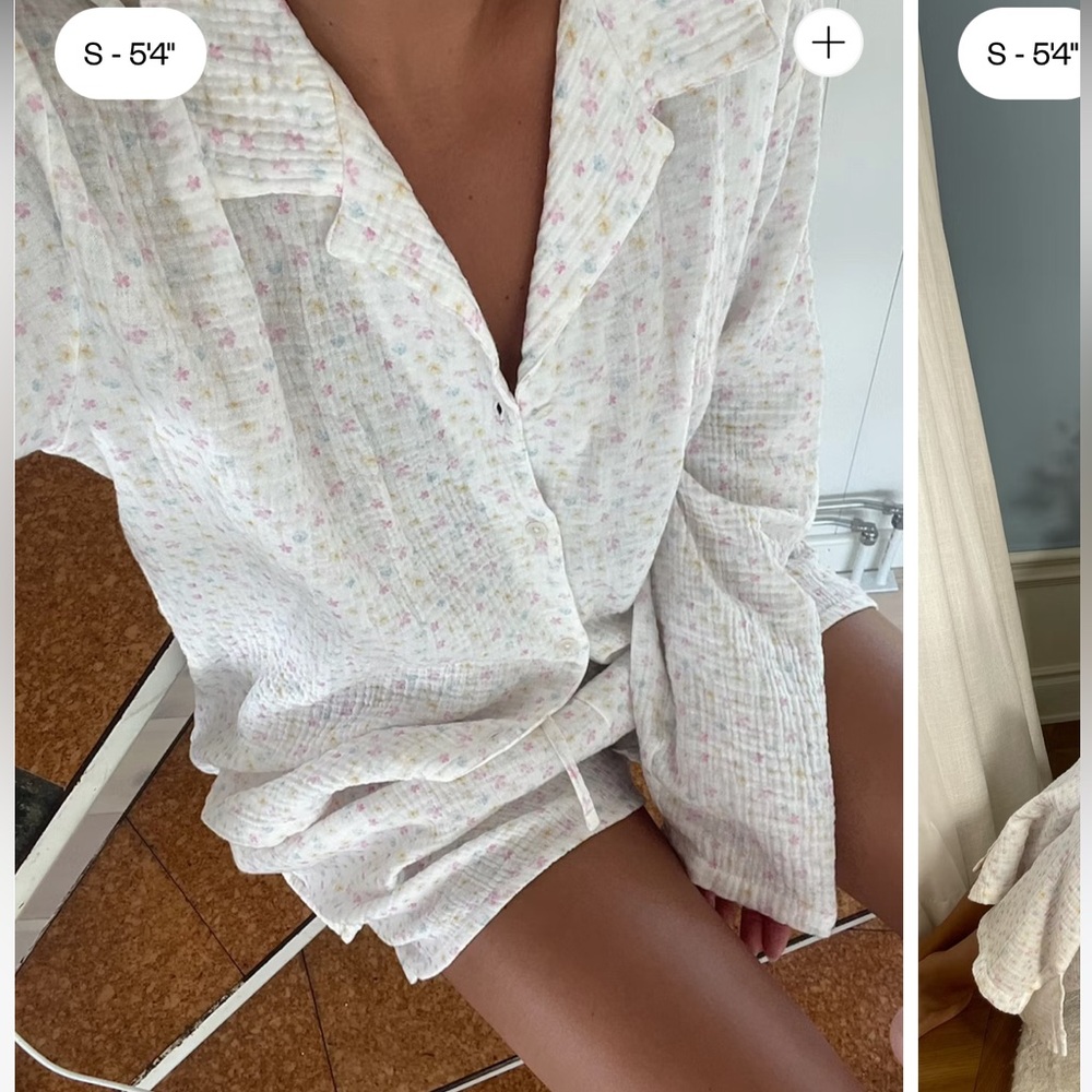Djerf Avenue Muslin Shirt and Shorts Set Summer Field Large